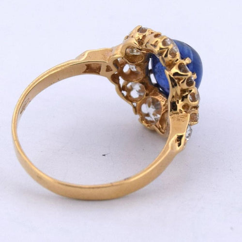 Bague 54 Bague marguerite victorienne en or jaune 18 ct avec saphir et diamants 58 Facettes AN557