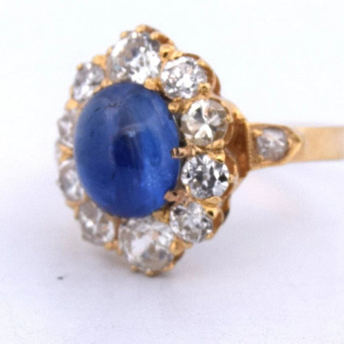 Bague 54 Bague marguerite victorienne en or jaune 18 ct avec saphir et diamants 58 Facettes AN557