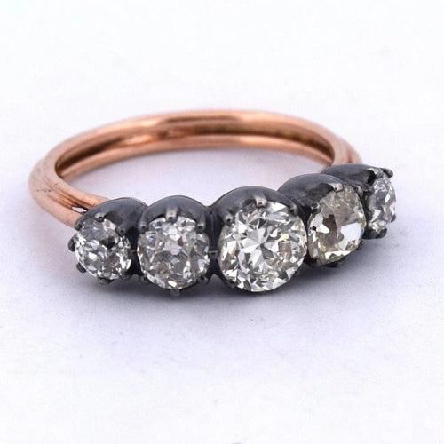 Bague 55 Bague victorienne en or 14k, argent 925 et diamants 1,45 ct 58 Facettes AN427