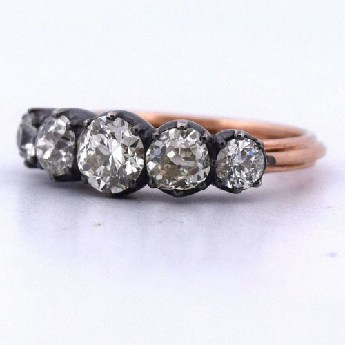 Bague 55 Bague victorienne en or 14k, argent 925 et diamants 1,45 ct 58 Facettes AN427