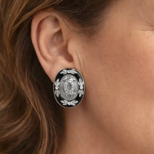 Boucles d'oreilles Boucles d'oreilles vintage en platine avec onyx, cristal de roche et diamants 58 Facettes OR190