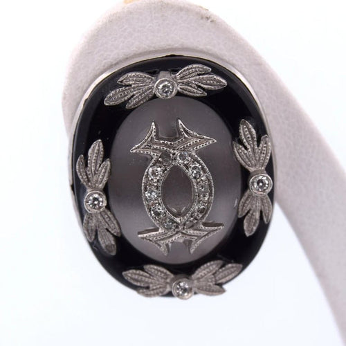 Boucles d'oreilles Boucles d'oreilles vintage en platine avec onyx, cristal de roche et diamants 58 Facettes OR190