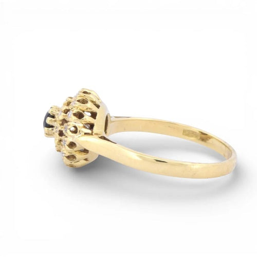 Bague 55 Bague vintage - Halo en or jaune 18 carats, saphir et diamants 58 Facettes AN486