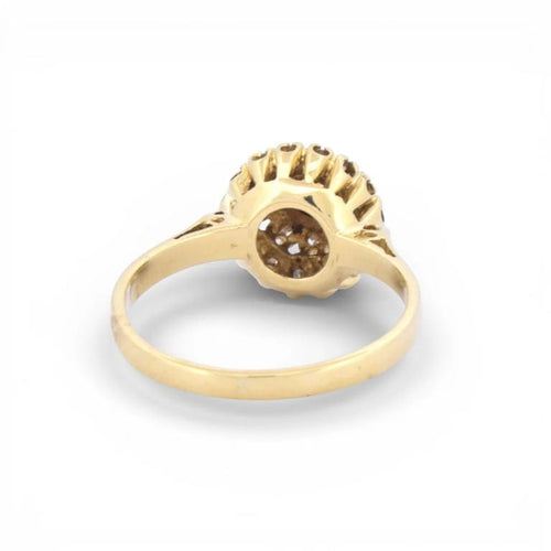 Bague 55 Bague vintage - Halo en or jaune 18 carats, saphir et diamants 58 Facettes AN486