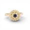 Bague 55 Bague vintage - Halo en or jaune 18 carats, saphir et diamants 58 Facettes AN486