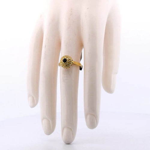 Bague 55 Bague vintage - Halo en or jaune 18 carats, saphir et diamants 58 Facettes AN486