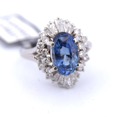 Bague 55 Bague en platine avec saphir et diamants 58 Facettes