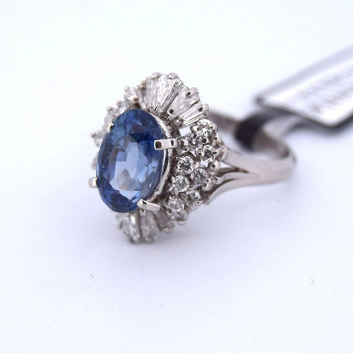 Bague 55 Bague en platine avec saphir et diamants 58 Facettes