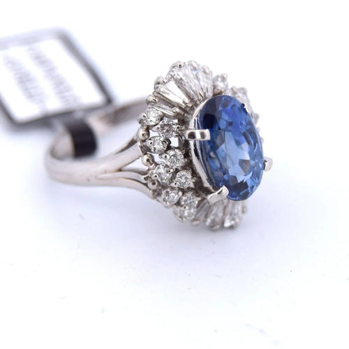 Bague 55 Bague en platine avec saphir et diamants 58 Facettes