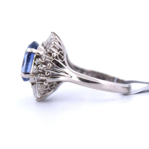 Bague 55 Bague en platine avec saphir et diamants 58 Facettes