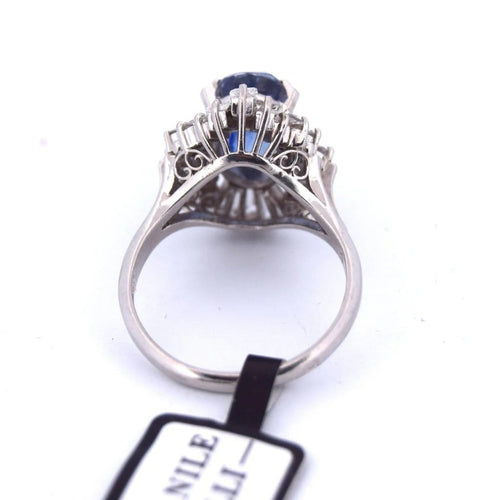 Bague 55 Bague en platine avec saphir et diamants 58 Facettes