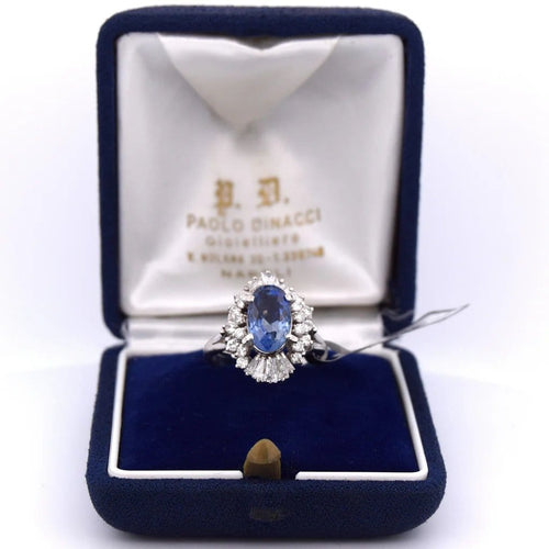 Bague 55 Bague en platine avec saphir et diamants 58 Facettes