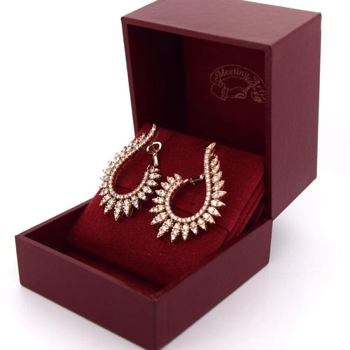 Boucles d'oreilles Boucles d’oreilles créoles pavées en or rose 18k et diamants 58 Facettes OR204