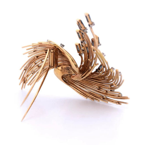 Broche Broche vintage en or jaune 18 carats avec diamants et saphirs 58 Facettes SP16