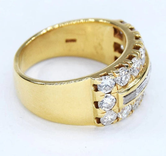 Bague 55 Bague bande en or jaune 18 kt et diamants 58 Facettes