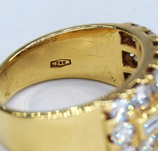 Bague 55 Bague bande en or jaune 18 kt et diamants 58 Facettes