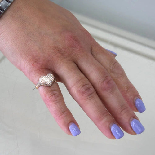 Bague 53 Bague cœur en or rose 18 ct pavée de diamants 58 Facettes AN52 (0099)
