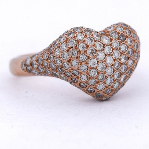 Bague 53 Bague cœur en or rose 18 ct pavée de diamants 58 Facettes AN52 (0099)