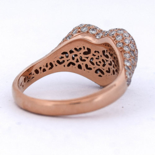 Bague 53 Bague cœur en or rose 18 ct pavée de diamants 58 Facettes AN52 (0099)