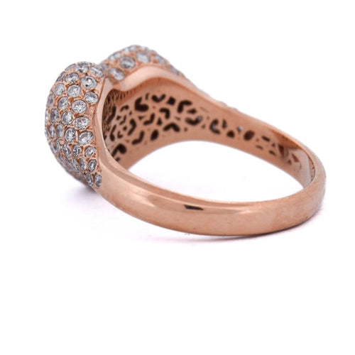 Bague 53 Bague cœur en or rose 18 ct pavée de diamants 58 Facettes AN52 (0099)