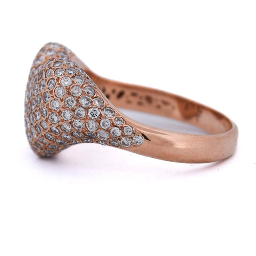 Bague 53 Bague cœur en or rose 18 ct pavée de diamants 58 Facettes AN52 (0099)