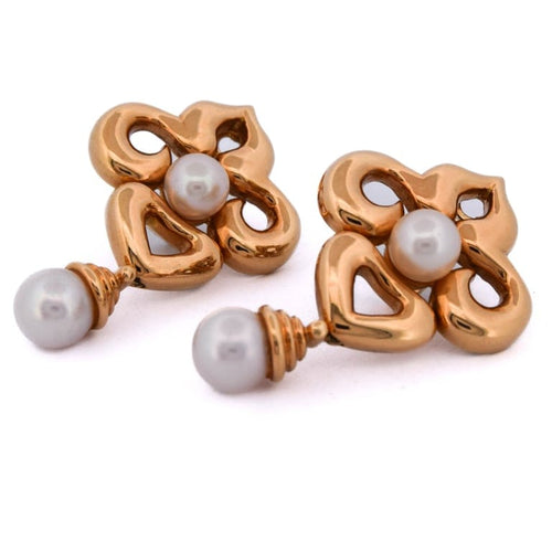 Boucles d'oreilles Boucles d’oreilles vintage en or 18 ct avec perles 58 Facettes OR57 '(07639)