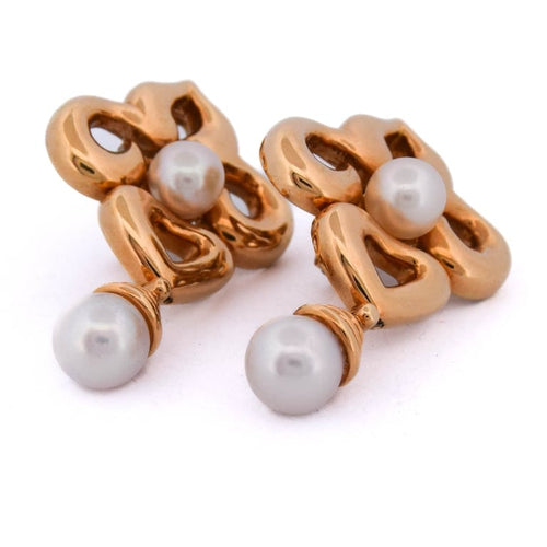 Boucles d'oreilles Boucles d’oreilles vintage en or 18 ct avec perles 58 Facettes OR57 '(07639)