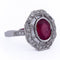 Bague 54 Bague Art déco en or blanc 18 Kt avec rubis et diamants 58 Facettes AN107 (0589)