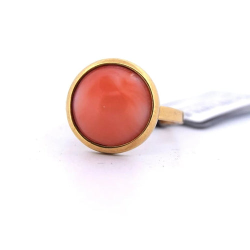 Bague 48 Bague corail en or jaune 18 carats - années 1980 58 Facettes