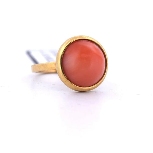 Bague 48 Bague corail en or jaune 18 carats - années 1980 58 Facettes