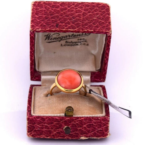 Bague 48 Bague corail en or jaune 18 carats - années 1980 58 Facettes