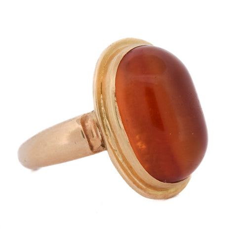 Bague 50 Bague vintage en or jaune 18 ct avec cabochon d’ambre 58 Facettes AN170 '(0789)