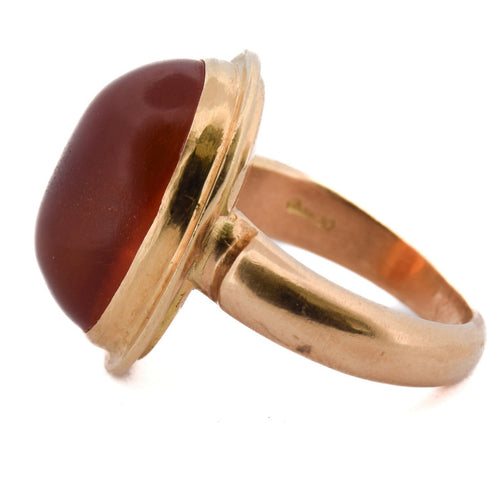 Bague 50 Bague vintage en or jaune 18 ct avec cabochon d’ambre 58 Facettes AN170 '(0789)