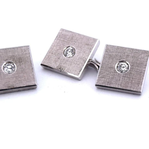 Boutons de manchette Boutons de manchette en or blanc 18 carats avec diamants 58 Facettes