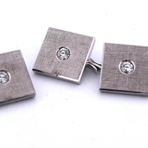 Boutons de manchette Boutons de manchette en or blanc 18 carats avec diamants 58 Facettes
