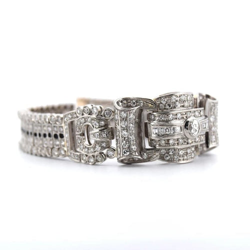 Bracelet Art Nouveau - Bracelet ancien en platine 950 et diamants 58 Facettes