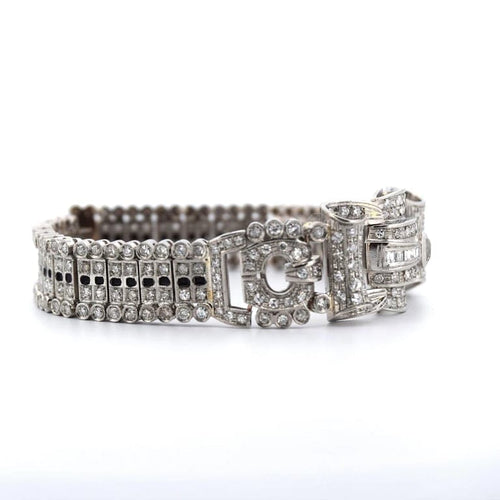 Bracelet Art Nouveau - Bracelet ancien en platine 950 et diamants 58 Facettes