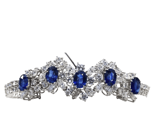 Bracelet Bracelet en or blanc 18 carats avec saphirs et diamants 58 Facettes