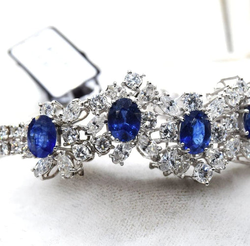 Bracelet Bracelet en or blanc 18 carats avec saphirs et diamants 58 Facettes
