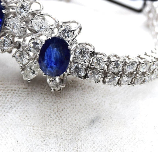 Bracelet Bracelet en or blanc 18 carats avec saphirs et diamants 58 Facettes