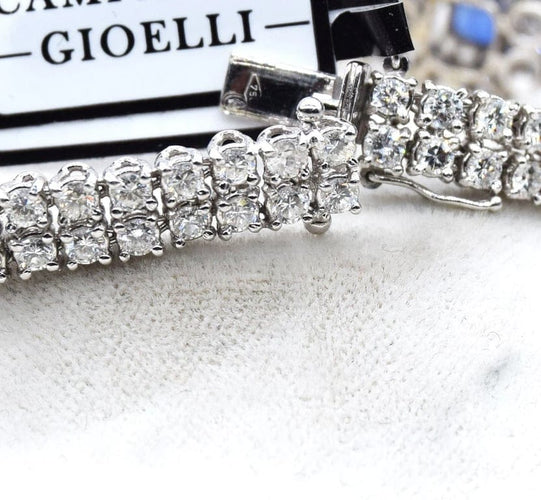 Bracelet Bracelet en or blanc 18 carats avec saphirs et diamants 58 Facettes
