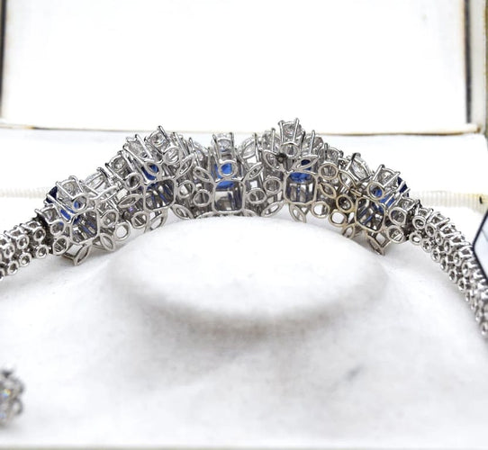 Bracelet Bracelet en or blanc 18 carats avec saphirs et diamants 58 Facettes