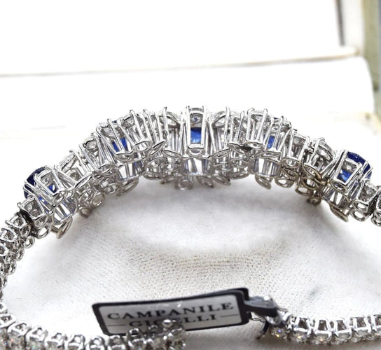 Bracelet Bracelet en or blanc 18 carats avec saphirs et diamants 58 Facettes