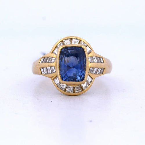 Bague 59 Bague vintage en or 18 carats avec saphir et diamants 58 Facettes AN25