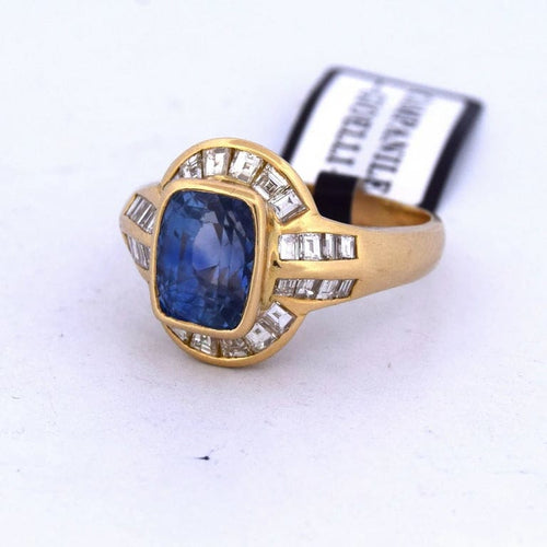 Bague 59 Bague vintage en or 18 carats avec saphir et diamants 58 Facettes AN25
