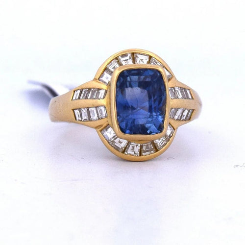 Bague 59 Bague vintage en or 18 carats avec saphir et diamants 58 Facettes AN25