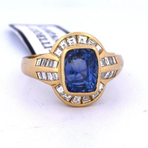 Bague 59 Bague vintage en or 18 carats avec saphir et diamants 58 Facettes AN25