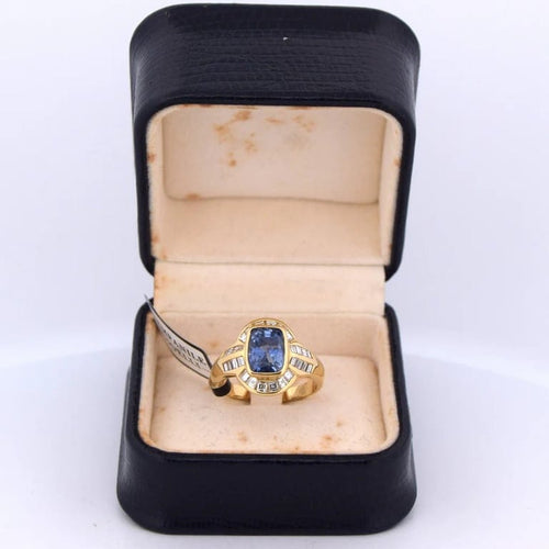 Bague 59 Bague vintage en or 18 carats avec saphir et diamants 58 Facettes AN25