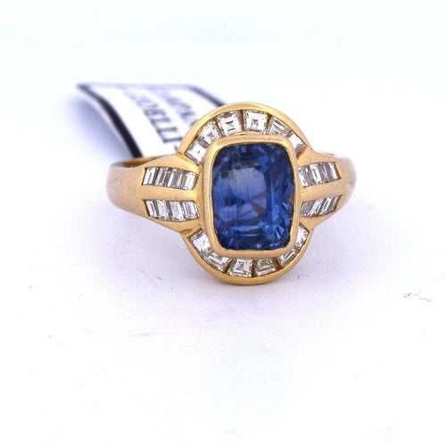 Bague 59 Bague vintage en or 18 carats avec saphir et diamants 58 Facettes AN25