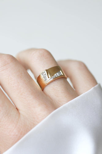 Bague 53 Bague - Bague bandeau lettre initiale L en or rose et platine 58 Facettes